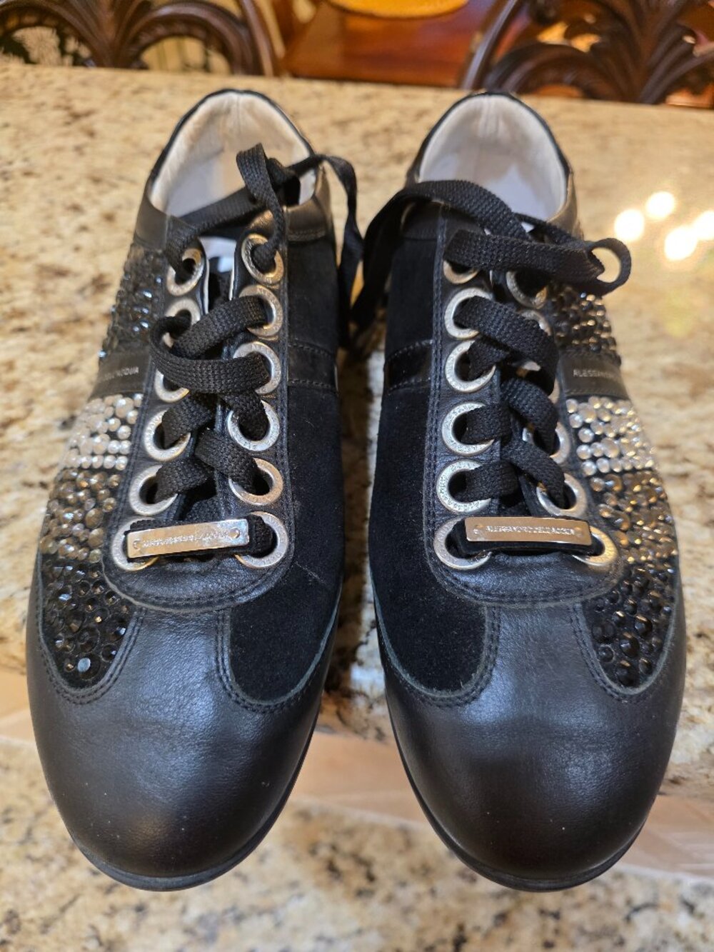Italian Alessandro Dell'Acqua rhinestone shoes sneakers